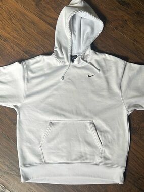 Nike White Pullover Hoodie with Small Black Swoosh
